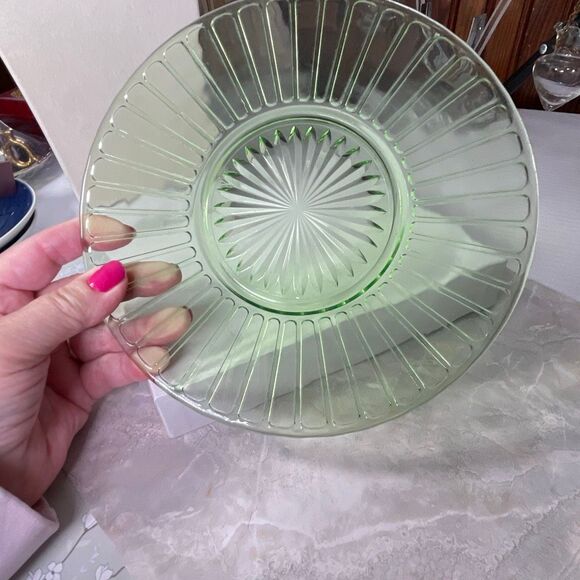 VTG Hazel-Atlas Ribbon pattern depression glass uranium glass Vaseline glass. - Picture 2 of 5